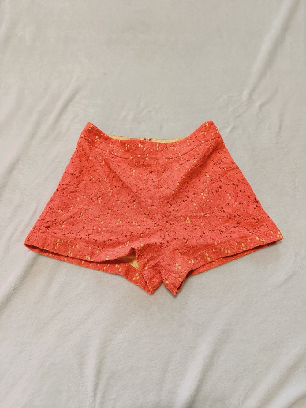 Forever 21 Coral Lace High Waist Shorts with Gold Accents